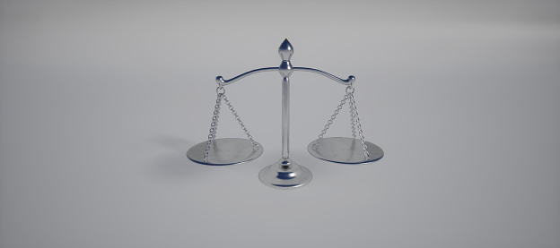 Conceptual image. Scales of justice isolated on white background.