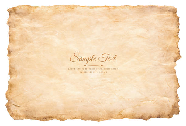 old parchment paper sheet vintage aged or texture isolated on white background old parchment paper sheet vintage aged or texture isolated on white background. treasure map stock illustrations