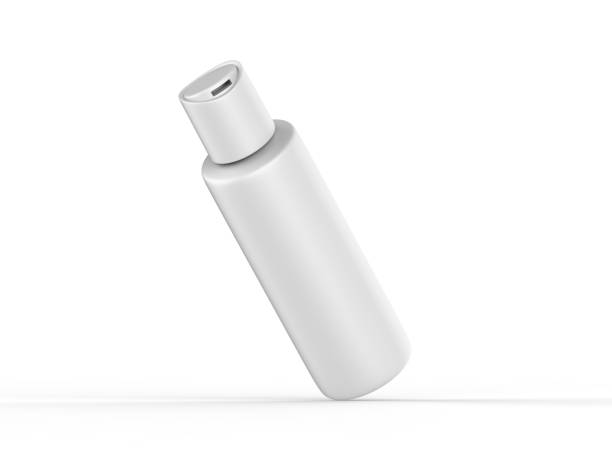 istock Blank cosmetic bottle with disc press cap for branding and mock up, ready for design presentation, 3d render illustration. 1390201241