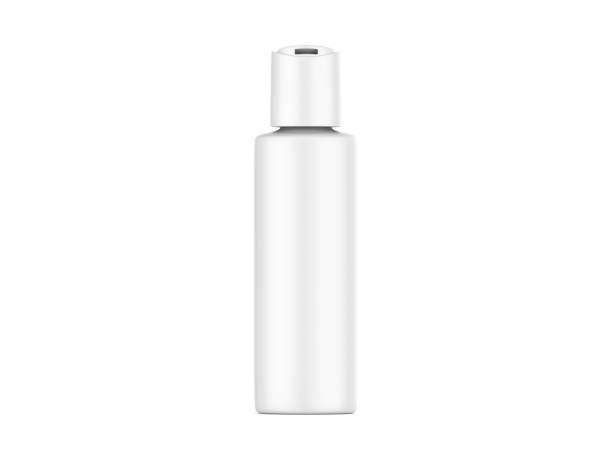istock Blank cosmetic bottle with disc press cap for branding and mock up, ready for design presentation, 3d render illustration. 1390201243