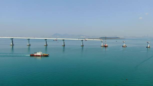 istock Traffic development, construction of sea-crossing bridges 1390206558
