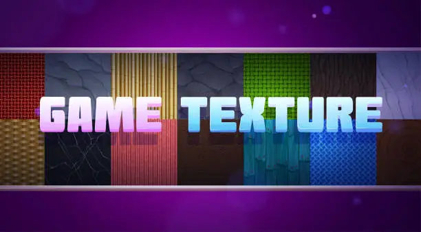 Vector illustration of Game texture collection with seamless patterns