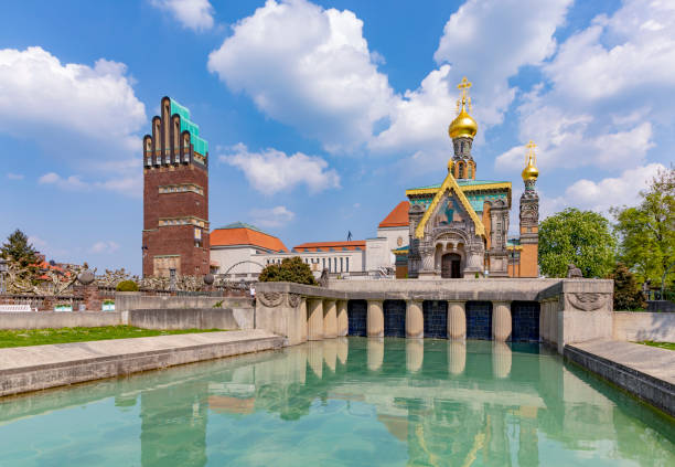 istock Mathildenhoehe with russian chapel and wedding tower in Darmstadt 1390208671