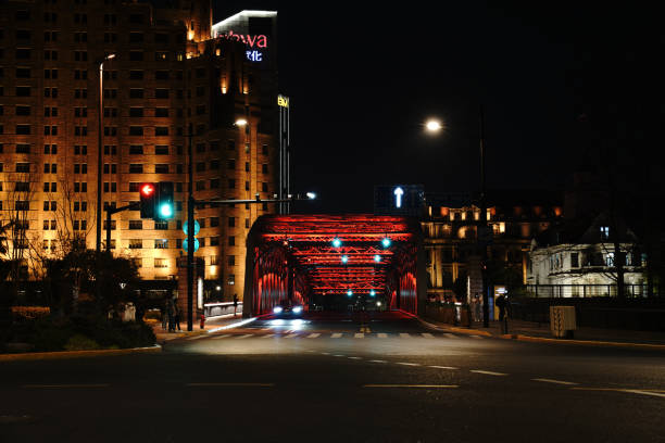 Shanghai, China - March 16, 2022: During the height of the covid-19 pandemic, Before puxi was lock down, the puxi bund streets were empty, with few tourists or cars.