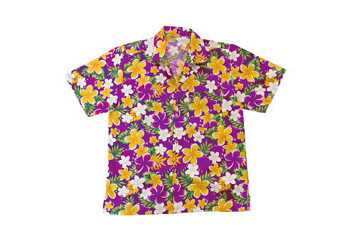 Vibrant Purple Hawaiian Floral Shirt for Thailand New Year Songkran Water Festival