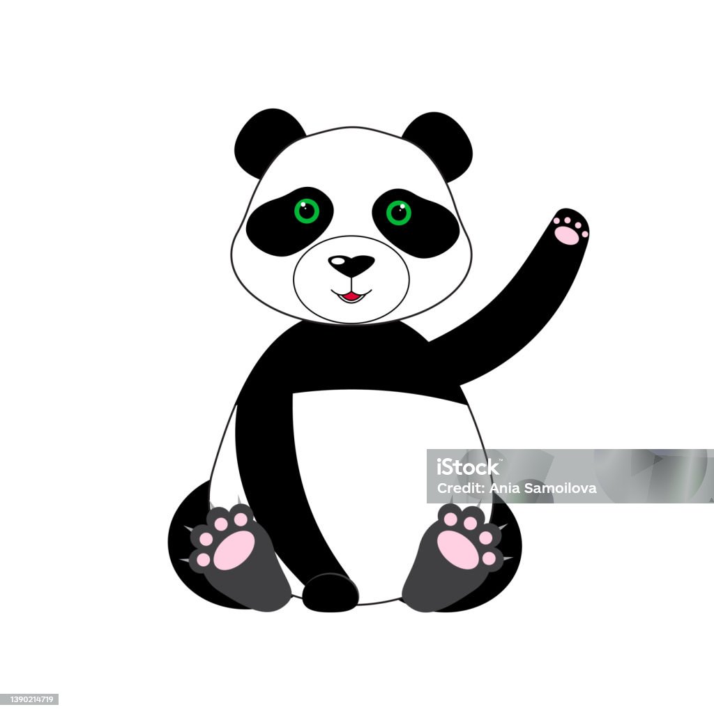 Cute Panda Waving His Paw Panda Mascot Cartoon Character Animal Icon  Isolated On White Background Flat Cartoon Style Suitable For Landing Web  Page Banner Flyer Sticker Postcard Vector Illustration Stock Illustration -