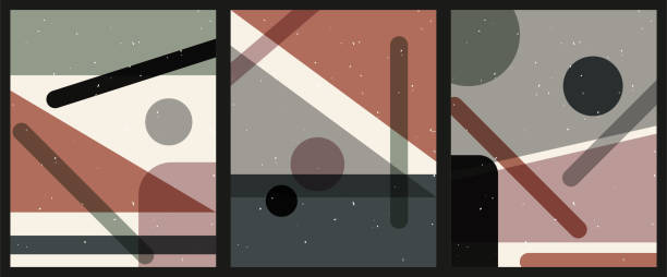 istock Trendy vintage illustrations with shapes, circles, lines, grunge texture. 1390215169