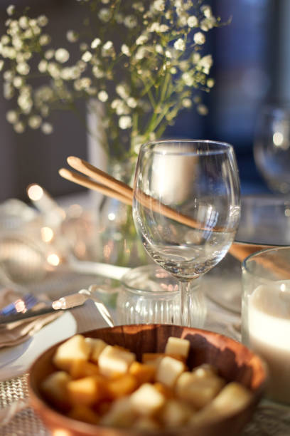 istock wine glass on served dinner party table at home 1390217919