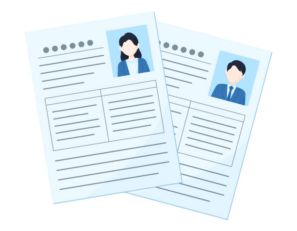 ilustrações de stock, clip art, desenhos animados e ícones de illustrations for resumes and entry sheets. documents for men and women. conceptual design for recruiting activities. - job search fotos