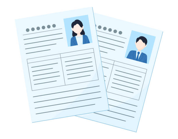 Illustrations for resumes and entry sheets. Documents for men and women. Conceptual design for recruiting activities. Illustrations for resumes and entry sheets. Documents for men and women. Conceptual design for recruiting activities. application form photos stock illustrations