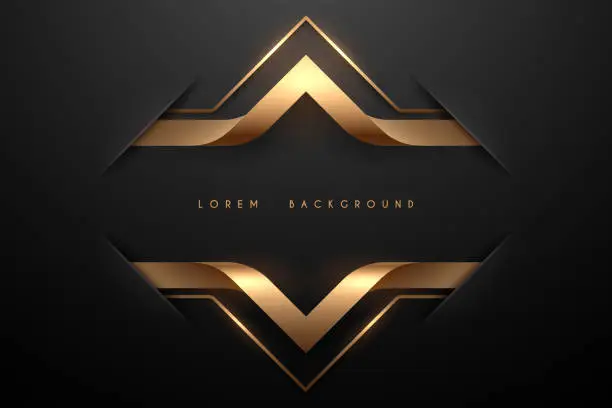 Vector illustration of Abstract black and gold background