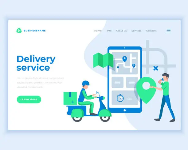 Vector illustration of Landing page template delivery service concept with people.