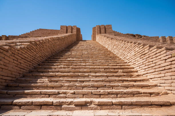 Steps of the Ziggurat of Ur, Iraq stock photo