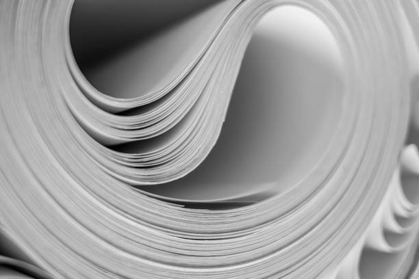 Close up curve detail stack of black and white paper