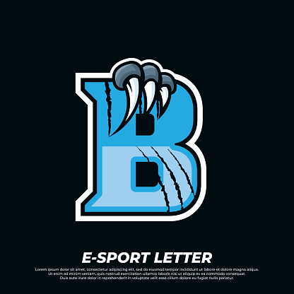 Tiger claw mascot sport  design. Letter B with Tiger scratch animal mascot illustration