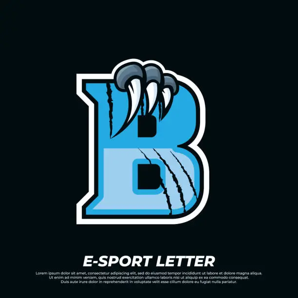 Vector illustration of Tiger claw mascot sport  design. Letter B with Tiger scratch animal mascot illustration