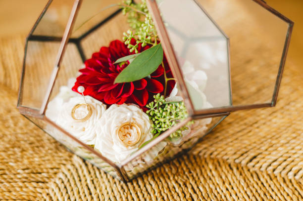 Wedding rings in a glass box