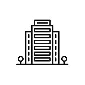 istock Office building thin line icon. Linear symbol. Vector illustration. 1390251494