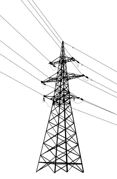 Vector illustration of Electricity Power Lines Silhouette on White