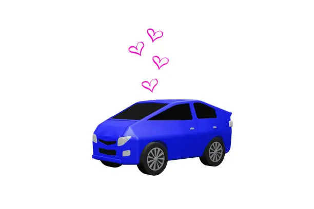 Minicar and heart . Safe driving image.