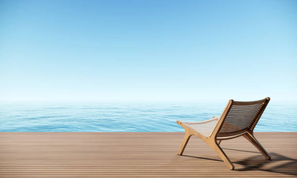 istock Beach Terrace Modern Luxury Villa Hotel with Sea and Sky view, 3D Rendering 1390262374