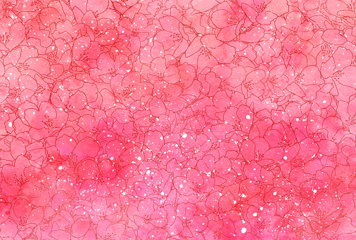 Watercolor style cherry blossom pattern background illustration