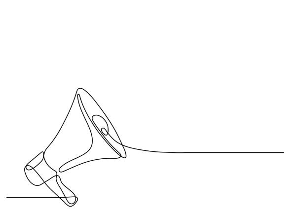 Megaphone. Megaphone. Continuous line bullhorn isolated on white background. speaker illustrations stock illustrations