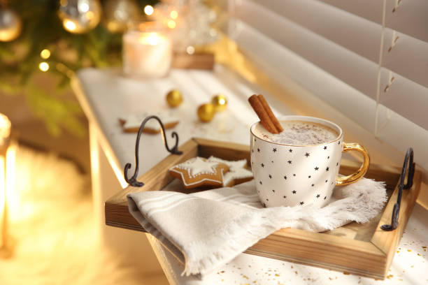 istock Composition with cup of hot drink on windowsill 1390274598