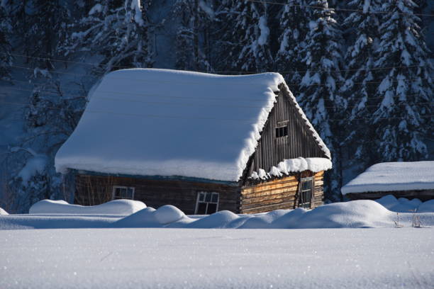 istock Winter in an abandoned village 1390275006