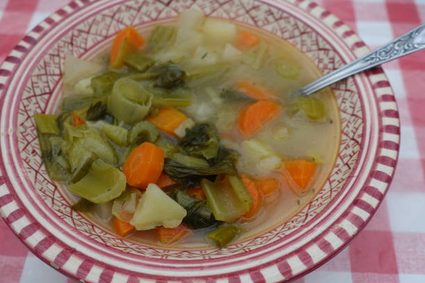 istock Soup  Broth and various vegetables in portions  Meal served 1390278717