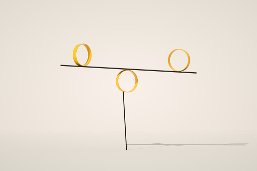 Balance teamwork minimal concept white background, 3d render.