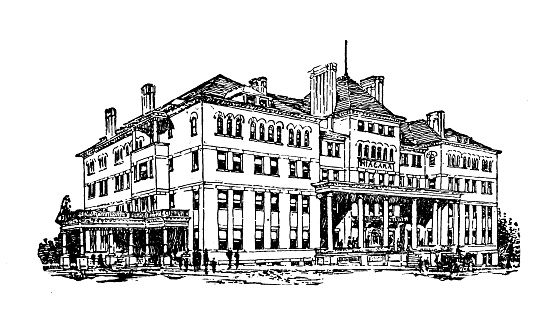 Antique illustration of USA, New York landmarks and companies: Buffalo, Niagara Hotel