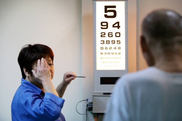 Senior Eye Check-up stock photo