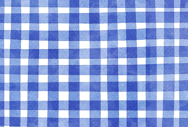 schöne aquarell karierte hintergrundillustration - blue gingham stock-grafiken, -clipart, -cartoons und -symbole