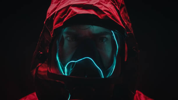 istock Fireman with suit and gas mask. Close up 1390297181