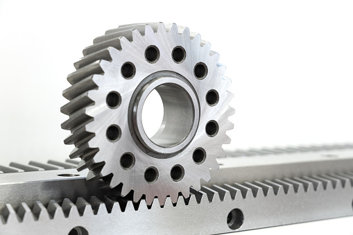 Matching Gears and Track on White Background