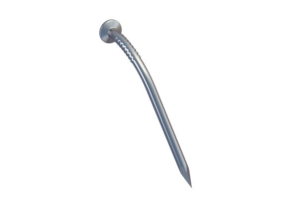 istock Curved metal nail isolated on white background. 3d render 1390300039
