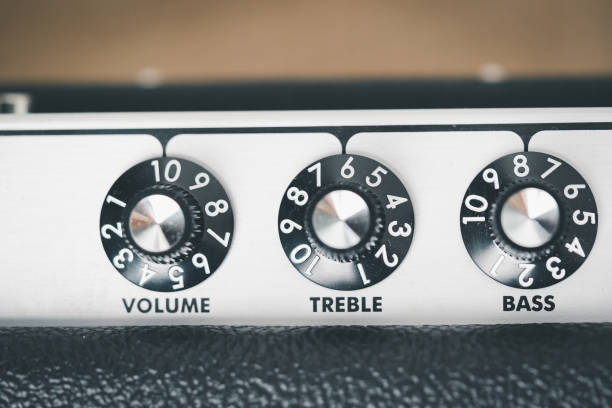 Fine-tune controls of retro style  bluetooth speaker. Selective focus