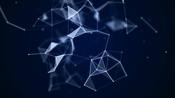 istock Electronic block of information dissemination. The movement of triangular figures in a structural connection. 3D 1390304359