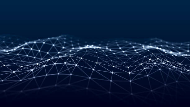 istock Hexagonal digital communication structure. Connection of dots and lines on a dark background. 3D rendering. 1390304765