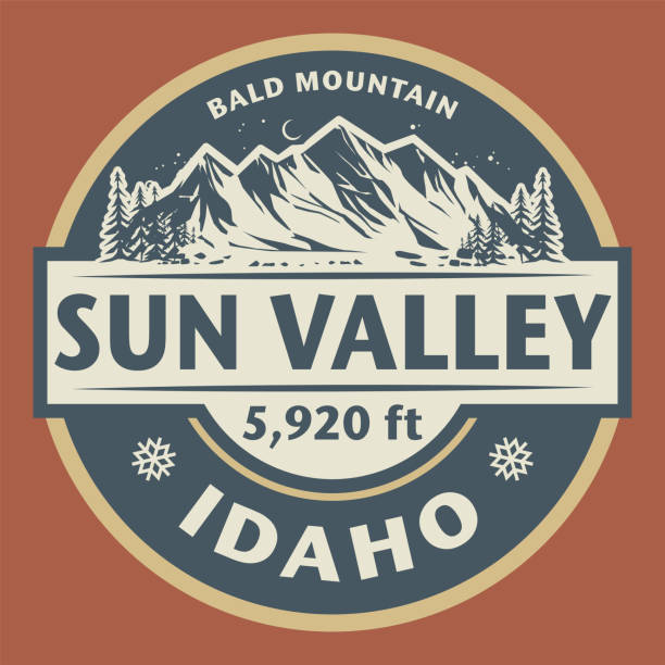 illustrations, cliparts, dessins animés et icônes de emblème avec le nom de sun valley, idaho - sun valley idaho