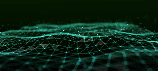 istock A wave of dots and lines of network connection. Technological background. 3D rendering. 1390305126