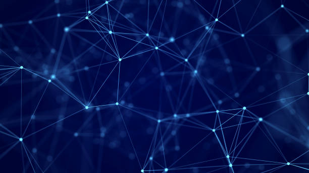 istock Electronic block of information dissemination. The movement of triangular figures in a structural connection. 3D 1390305689