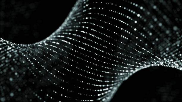 istock Digital background with movement of glowing particles. Complex technologies of big data. 3D rendering. 1390307172