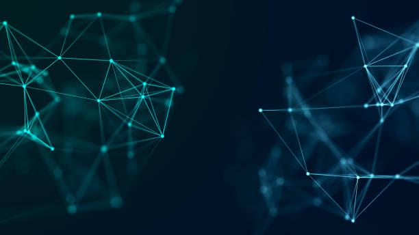 istock Distribution of lines and points in space. Digital background of data network connection. 3D rendering. 1390307305