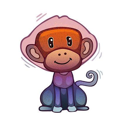 Cute Cartoon Chimp Monkey Vector Illustration, Animal Mascot Character