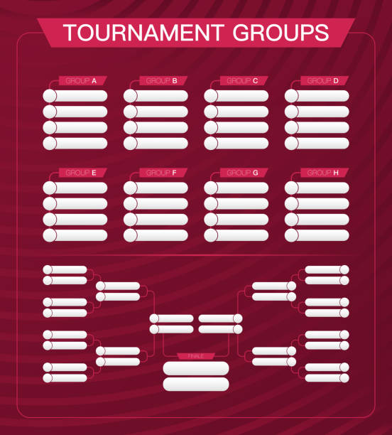 stockillustraties, clipart, cartoons en iconen met fifa world cup qatar football tournament groups - internationaal voetbalevenement