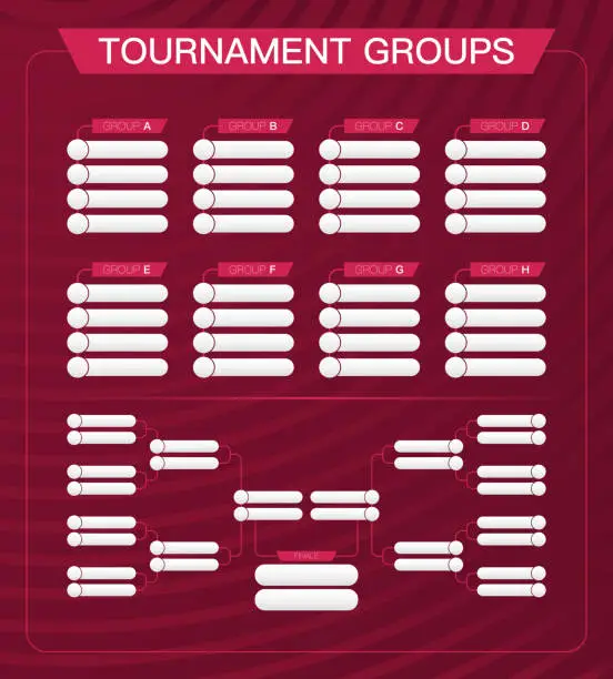 Vector illustration of FIFA WORLD CUP QATAR FOOTBALL TOURNAMENT GROUPS