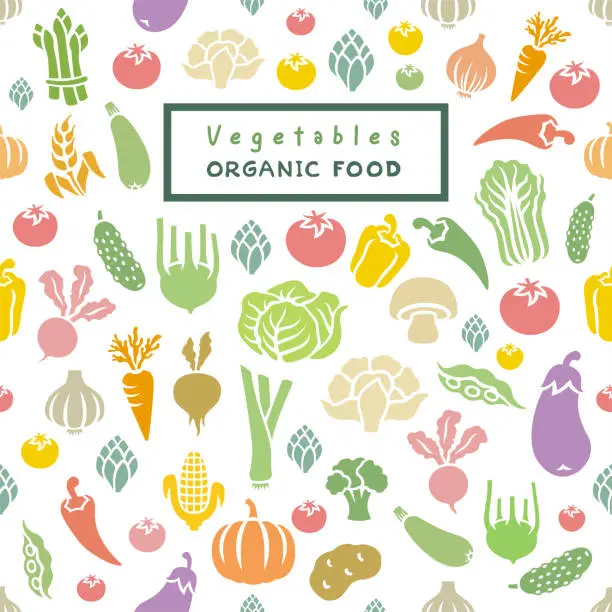 Vector illustration of Seamless pattern of fresh vegetables.