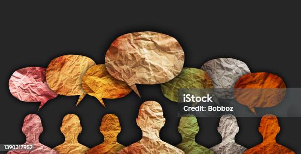 Diverse Cultures International Communication Concept Human Silhouette With Speech Bubbles Stock Photo - Download Image Now
